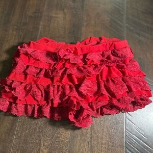 Red Ruffle Lace Bloomer Shorts